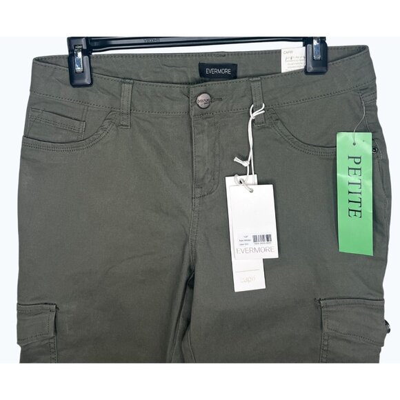 Evermore Womens Capri Cargo Pants Size 10P Olive Green - Picture 9 of 14